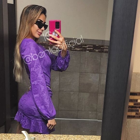 ZARA WRAP FRONT DRESS PURPLE LILAC JACQUARD - Picture 3 of 15